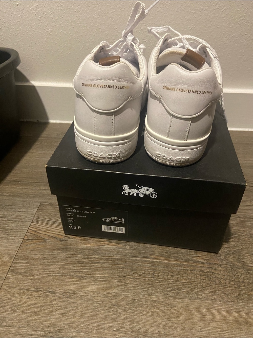 Coach White Leather Low-Top Sneakers with Subtle Gold Accents
